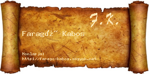 Faragó Kabos névjegykártya